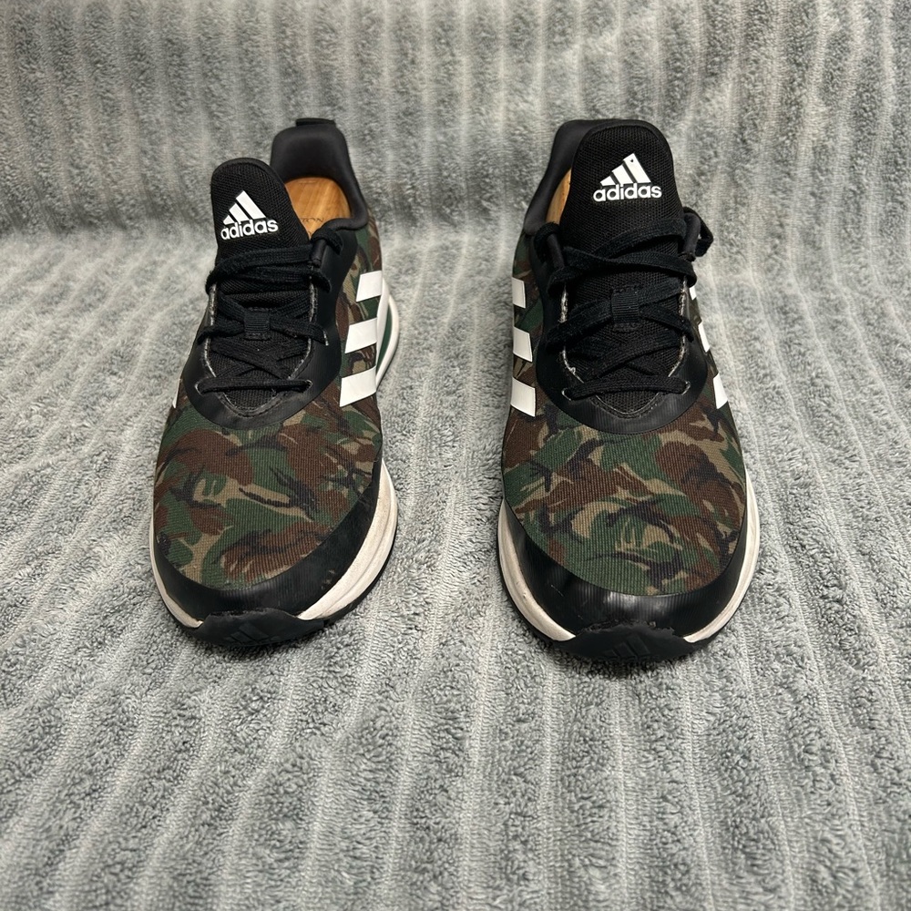 Adidas Black and Green Camouflage Sneakers